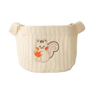 Imagem de JWQFBC Cesto Organizador de Fraldas para Bebês, Portátil, Essencial para Recém-nascidos, Porta-brinquedos Multifuncional, Bolsa para Guardar No Carro, Esquilo Branco Pequeno, Tamanho real