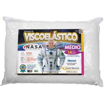 Imagem de Travesseiro Viscoelástico Hipoalergênico Nasa Original, 14 cm de Altura, Densidade Média