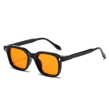 Imagem de VFDHN Óculos de sol femininos da moda, óculos de sol com armação retrô UV400, rebites transparentes, gradiente, masculino (preto e laranja)