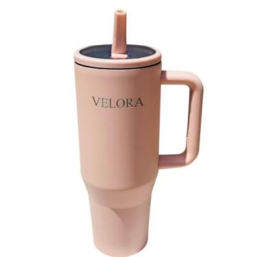 Imagem de VELORA ChillGuard Copo isolado de aço inoxidável de 1,18 l para bebidas quentes e frias (água, café, vitaminas, sucos, etc.) (rosa)