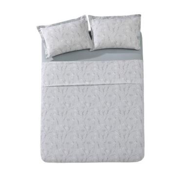 Imagem de Jogo de Cama King Döhler Uni 100% Algodão 180 Fios 4 Peças, Cinza