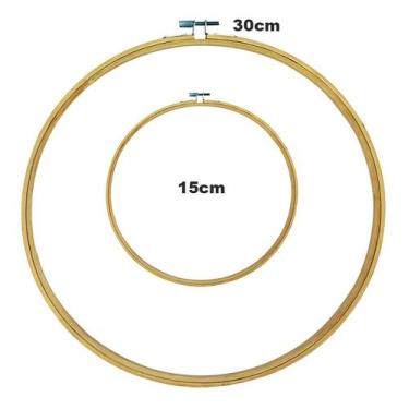 Imagem de 02 Bastidores Bambu Tarraxa Bordado Manual Ponto Russo. - Evolvere