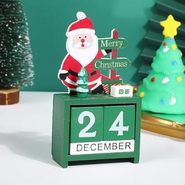 Imagem de TeesAlfync Placa De Contagem Regressiva Natal Com Blocos Madeira, Dias Até O Calendário Do Advento, Papai Noel, Boneco Neve, Decoração Veado, Casa Fazenda, Mesa Cozinha, Sala, Presentes Vintage (Pap