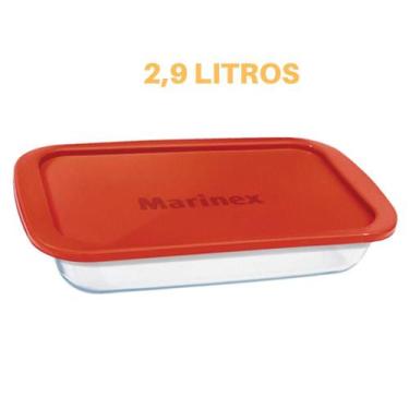 Imagem de Travessa Retangular Vidro Com Tampa 2,9L Assados Marinex - NADIR FIGUE
