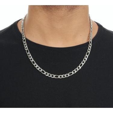 Imagem de Colar Cordão Corrente Masculino Prata 3x1 Grossa 50cm Barata - jeweler