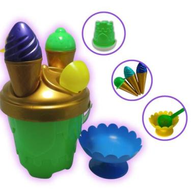 Imagem de Brinquedo de Praia Infantil Baldinho Castelo Moldes Sorvete Kit Crianç