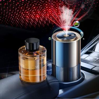 Imagem de Ambientador de carro inteligente, aromatizador de ar para carro, fragrância natural de 150 ml, 300 dias de longa duração, difusor de óleo essencial com projetor de estrela e luz ambiente de chama
