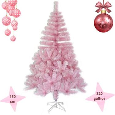 Imagem de Arvore De Natal Rosa Tradicional Pinheiro 150cm Artificial 320 Galhos 