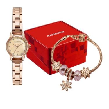 Imagem de Mondaine Kit Relógio Feminino Rose Gold Com Acessórios Madreperola