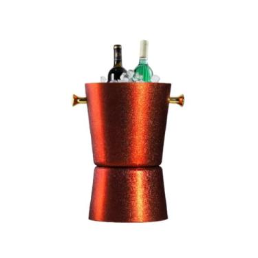Imagem de Balde de gelo de aço inoxidável bicamada preservação do calor isolamento frio bonito KTV champanhe vinho tinto cerveja gelo bloco de gelo balde comercial (laranja)