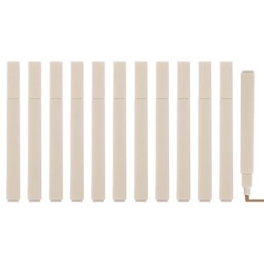 Imagem de PATIKIL Marcador estético, pacote com 12 canetas marcadoras de ponta larga à base de água, quadradas, coloridas, materiais de estudo para escritório, diário, uso doméstico, marrom cáqui