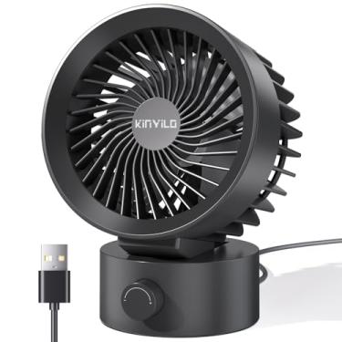 Imagem de KinYiLO Ventilador de mesa USB pequeno silencioso, velocidade contínua, flexível, ajustável, mini ventiladores para escritório, dormitório, desktop, ventilador portátil de viagem, resfriamento pessoal
