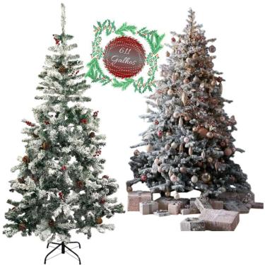 Imagem de Enfeite Natal árvore Nevada 1,80 Metros Pinheiro Nevado Luxo 611 Galhos Qualidade Beleza Garantidas