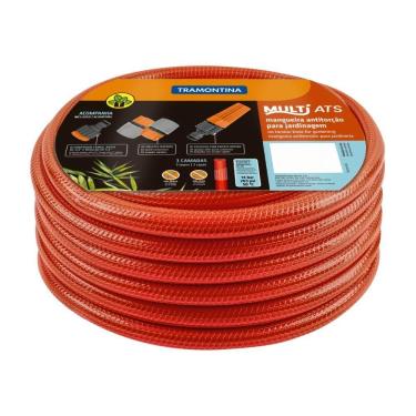 Imagem de Mangueira Antitorção Multi Ats 1-2 Polegada Tramontina Laranja Em Pvc 3 Camadas 25 M