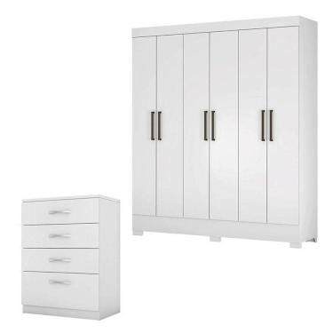 Imagem de Cômoda Astral E Guarda Roupa Casal Verso Branco - Demóbile