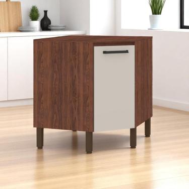 Imagem de Balcão P/ Canto Obliquo C/ Tampo Nogueira Off White