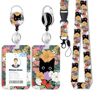 Imagem de Porta-crachá de identificação com cordão de separação e carretel retrátil resistente - chaveiro mosquetão giratório de 360° para mulheres, estudantes, professores, enfermeiros, uso no escritório