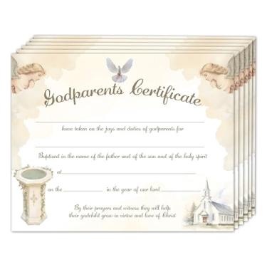 Imagem de Certificado de batismo para igreja, certificado de dedicação de bebê, presentes de prêmio de batizado para bebês meninos meninas, suprimentos de decoração de festa de chá de bebê religioso, pacote com