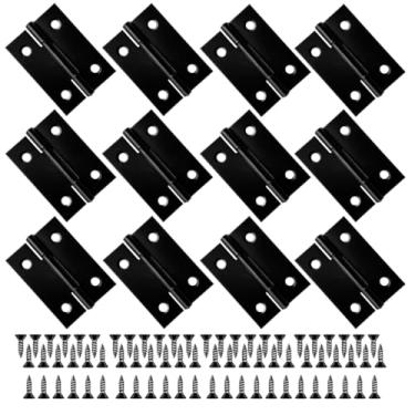Imagem de 12 peças de dobradiça de porta de 5 cm dobradiça de porta de armário de aço inoxidável, uso de móveis domésticos, para porta, tampa de janela, caixa de madeira, preto
