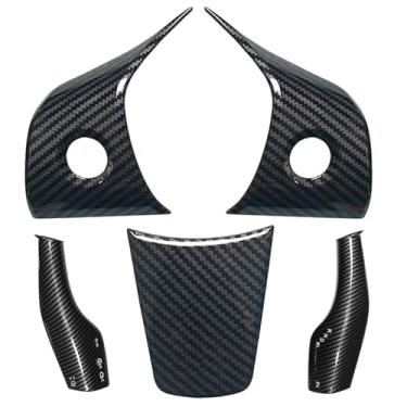 Imagem de Capa de acabamento de volante para Tesla Model 3/Y, para Tesla Model 3/Y Capa de mudança de marcha, compatível com Tesla 2017-2024 Modelo 3 Modelo Y, acessórios decorativos interiores (fibra de