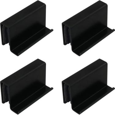 Imagem de ZCZQC 4 peças de vidro para porta com borda de dedo puxador de armário trava oculta maçaneta de porta de armário de vinho com gaxeta chapeada ferro para espessura de 0,16 a 0,6 cm preto