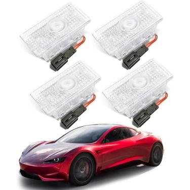 Imagem de MEJELAKI Luzes de poça compatíveis com o modelo Y/3/X/S, 2025 atualizado 360° giratório estilo OEM super brilhante luzes de porta de carro logotipo projetor sem desbotamento 3D laser fantasma sombra