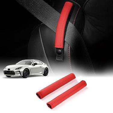 Imagem de KUNGKIC Para Toyota GR86 86 Subaru BRZ 2021 2022 2023 2024 2025 Kit de capa de almofadas de cinto de segurança PU couro acessórios de decoração interior 2 peças