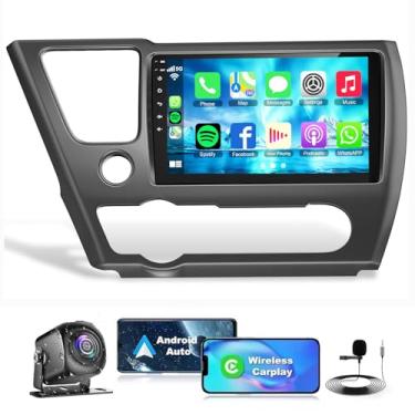 Imagem de [4G + 64G] Rádio automotivo Android 13 para Honda Civic 2013-2017 (apenas versão dos EUA), tela sensível ao toque IPS de 9 polegadas, suporta Carplay sem fio, Android Auto, Bluetooth e GPS, rádio FM e