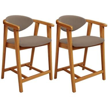 Imagem de Kit 02 Banquetas Baixa Cozinha Sala de Jantar Bancada Cecília L02 Bouclê Bege - Lyam Decor