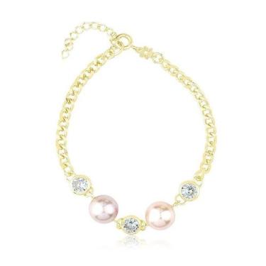 Imagem de Pulseira de Pérolas e Zircônias Folheada a Ouro 18k - Maise Joias