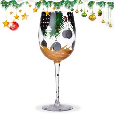 Imagem de Copos de vinho de Natal | Copos de Natal de vinho tinto com haste - Decoração de vidro Engraçada Mesa Centro de Mesa para Suco de Champanhe