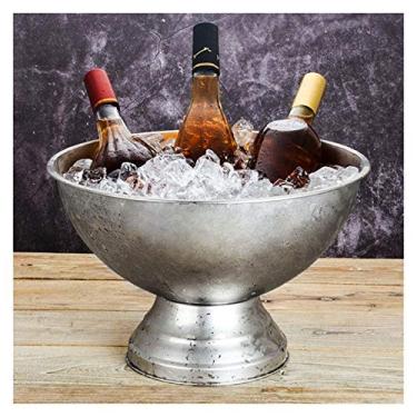 Imagem de Balde de gelo de orelhas grossas de aço inoxidável 2L/5L rum uva cerveja barril de gelo champanhe grande balde de gelo (cor: 1000 ml)