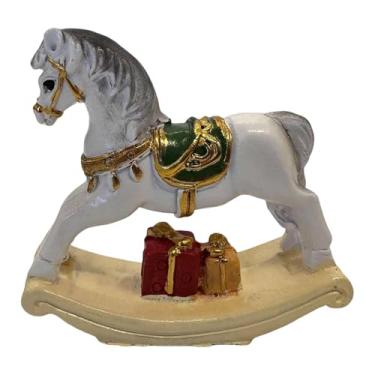 Imagem de Fxzqgnh Pequeno Cavalo de Balanço Natalino, Decoração, Miniatura, Peça de Coleção, Escultura para Sala de Estar, Estante Ou Hotel, Style C, Tamanho real