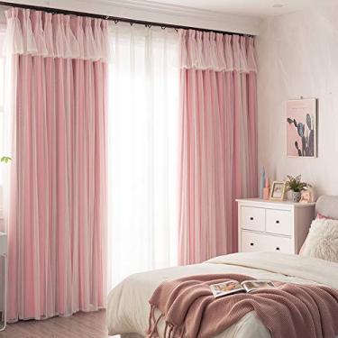 Imagem de Cortina blackout de camada dupla, 2 camadas estilo princesa de voile transparente, cortinas blackout gaze, painel de saia drapeado escurecimento de renda para quarto, sala de estar, lápis de deck