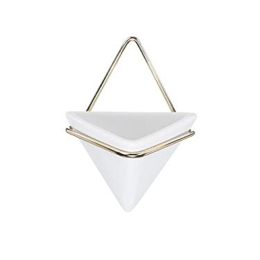 Imagem de Yalych Vaso de cerâmica vaso de flores planta suculenta montado na parede triangular autoabsorvente vaso de flores de água (cor: 1) decoração de casa (cor: 2)