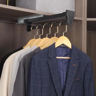 Imagem de Grade extensível para roupas, organizador de armário, haste ajustável de aço inoxidável para pendurar roupas, para jeans, calças, saias e cachecol