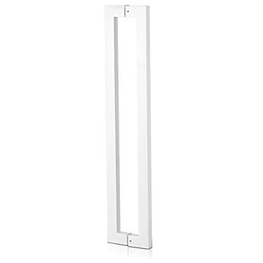 Imagem de STXYANGV Puxador de porta longo puxador de porta para portas interiores exteriores de entrada, maçaneta de porta de celeiro deslizante maçaneta quadrada (prata 80 cm) (branco 100 cm)
