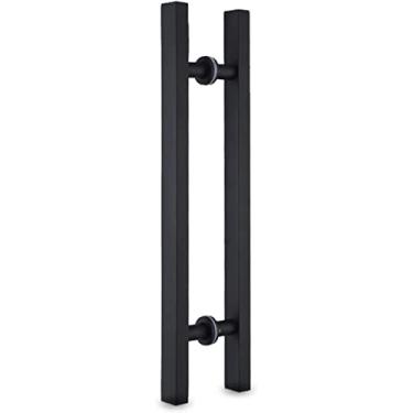 Imagem de Puxador de barra de puxar moderno, puxadores e puxadores industriais, escritório em casa ao ar livre, ferragens de maçaneta interna deslizante resistente, maçaneta externa lisa (cor: preto, tamanho