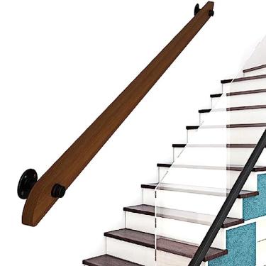 Imagem de Corrimão de escada de madeira antiderrapante para casa contra a parede corrimão para idosos corrimãos de corredor (1 pés-6 m) (tamanho: 4 m)