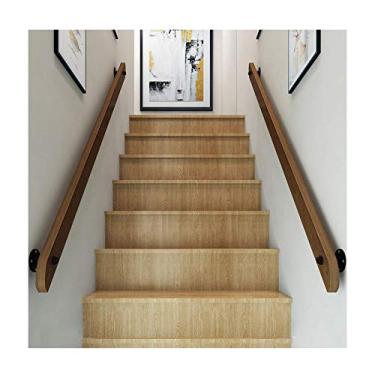 Imagem de Corrimão de escada de madeira antiderrapante para casa contra a parede corrimão para idosos corrimãos de corredor (1 pés-6 m) (tamanho: 6 m)