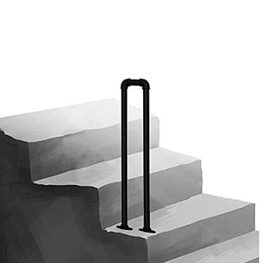 Imagem de SENNIAN Corrimão de escada em forma de U, cerca de segurança antiderrapante de tubo de ferro preto, para corrimão de escada interna e externa, barra de suporte de corredor Villa Loft, 1 pacote