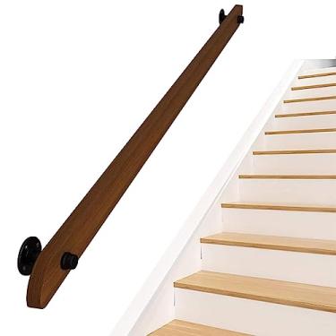 Imagem de Corrimão de escada de madeira antiderrapante para casa contra a parede corrimão para idosos corrimãos de corredor (1 pés-6 m) (tamanho: 5,2 m)