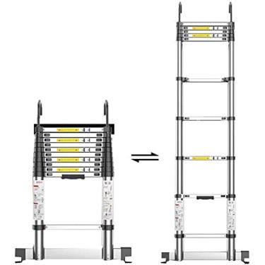 Imagem de Escadas, Telesladder Casa Dobrável Liga de Alumínio Tubo Sem Costura 2,3M-6M Escada Suspensa Sótão Escada Reta Extensível Portátil Economia de Espaço/5,1 m