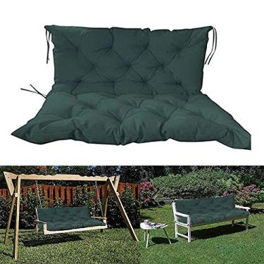 Imagem de ZDJZMGZ Almofada de banco impermeável para ambientes externos com almofada de encosto para balanço de jardim 2, 3 lugares e capa de almofada de rede traseira e almofada de palete de cadeira de madeira