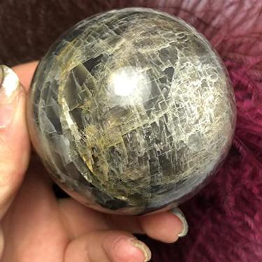 Imagem de Home Collections 1 peça esfera de pedra da lua preta natural quartzo cristais pedras preciosas bola Reiki decoração de casa fina (cor: 50-55 mm)