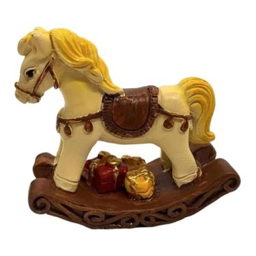 Imagem de Fxzqgnh Pequeno Cavalo de Balanço Natalino, Decoração, Miniatura, Peça de Coleção, Escultura para Sala de Estar, Estante Ou Hotel, Style D, Tamanho real