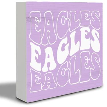 Imagem de IWXYI Águias roxas caixa de madeira placa decoração de mesa, águias engraçadas caixa de bloco de madeira decoração para decoração de mesa de prateleira de escritório em casa, 5 x 5 polegadas