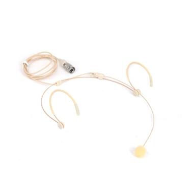 Imagem de Microfone bege com fio, gancho de orelha Daul, microfones condensadores compatíveis com sistemas sem fio de microfone Audio Technica, ideal para palestras, atores, teatro, podcasts