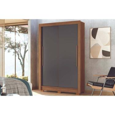 Imagem de Guarda Roupa Solteiro 2 Portas De Correr E 2 Gavetas C/ Pés Lapa Jatobá/grafite - Santos Andirá