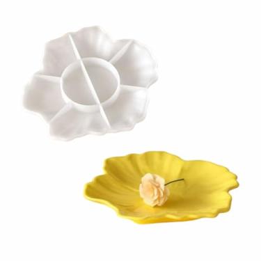 Imagem de XYQHOAC Bandeja de resina em forma de flor, molde de silicone, molde de joias, bugigangas, molde de resina, moldes de tigela de silicone para resina epóxi, faça você mesmo, anel, prato, doces